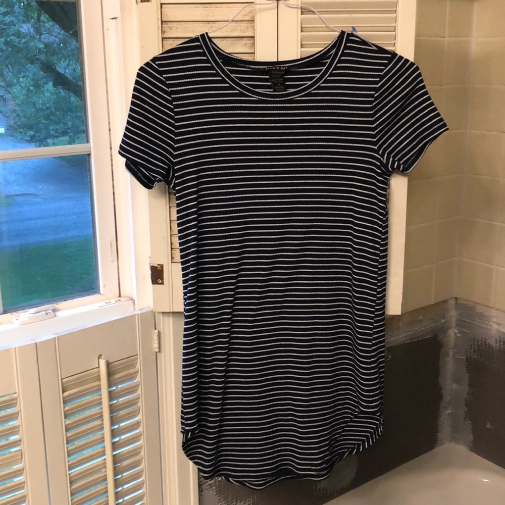 Navy Striped T-Shirt Dress